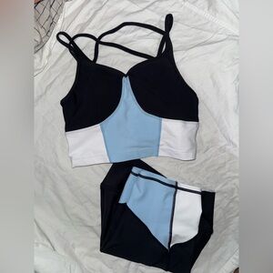 Sage Collective Black and White Sports Bra set.